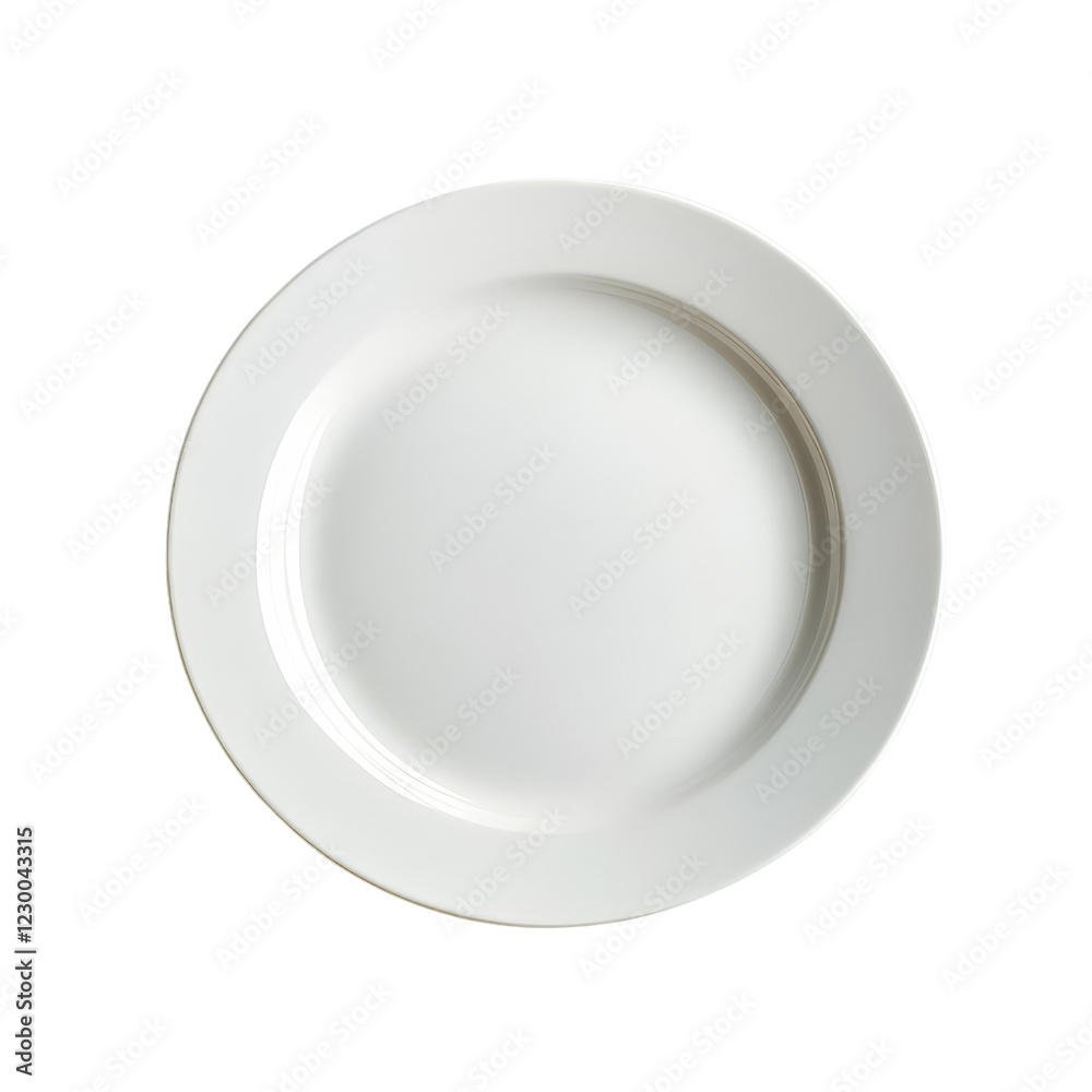A plain white plate with a smooth surface and a slightly raised rim. A plain white plate with a smooth surface and a slightly raised rim.