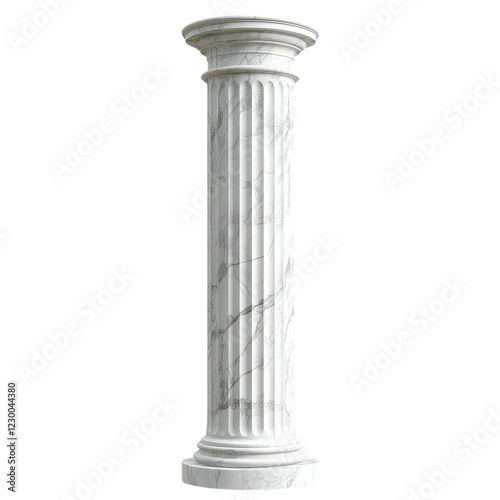 A classic white marble column featuring intricate fluting and a rounded top, embodying timeless architectural elegance.