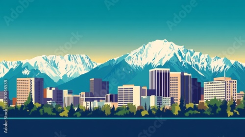 Anchorage Skyline with Majestic Chugach Mountains
