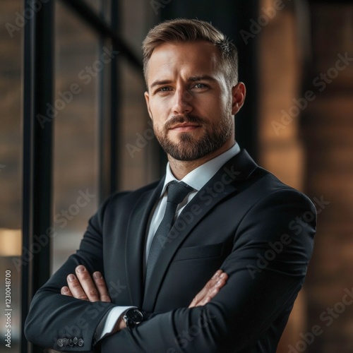 a confident life insurance business man photo