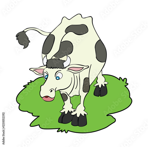 Cow standing on grass vector illustration