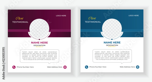 Customer feedback testimonial social media post template layout client testimonial design.