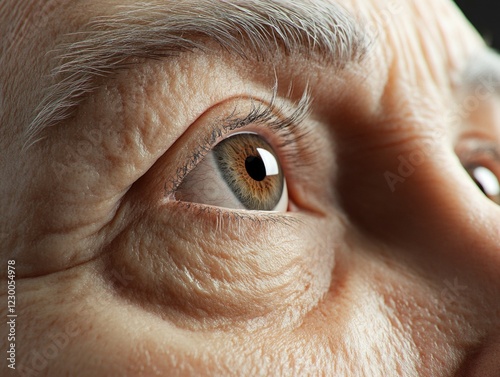 Close-up of human eye with fine lines photo
