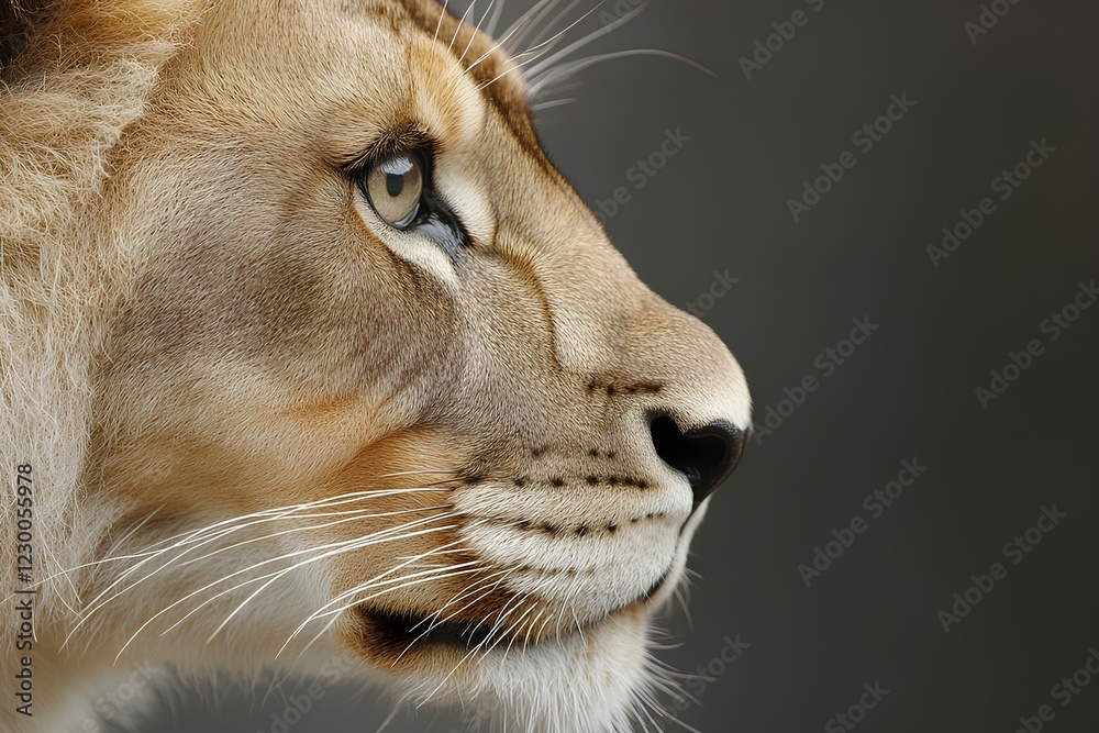 Obraz premium Portrait of a LionProfile. Adorable Animal Face. Farmhouse. Close-up. Livestock. Studio Portrait 