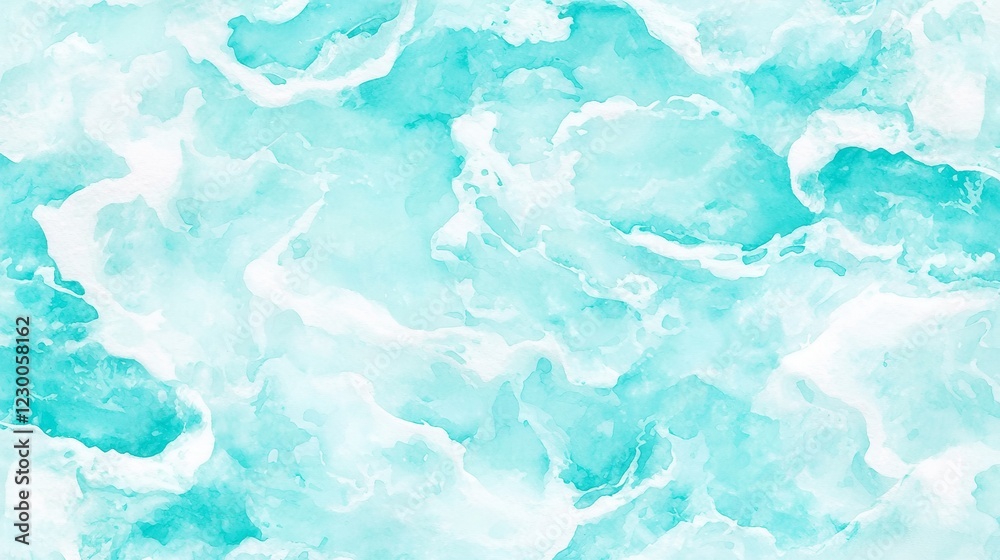 Obraz premium Joyful Seafoam Breeze, vibrant and airy abstract strokes evoke playful ocean foam, perfect for summer-themed decor and stationery, enhancing any cheerful space.