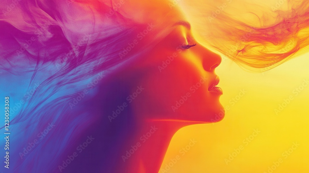 Fototapeta premium A creative abstract artwork representing women's power through dynamic shapes and vibrant color gradients