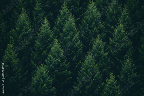 Evergreen forest aerial view, nature background (2)
