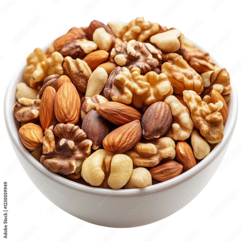 A bowl filled with a variety of mixed nuts, including almonds, walnuts, and other nut types. A bowl filled with a variety of mixed nuts, including almonds, walnuts, and other nut types.