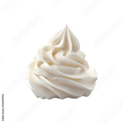 swirled dollop of whipped cream isolated on transparent background