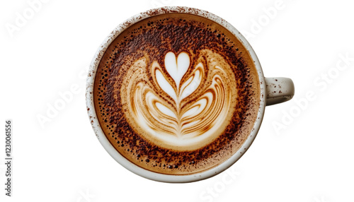 Overhead View of a Latte with Heart Shaped Latte Art in a White