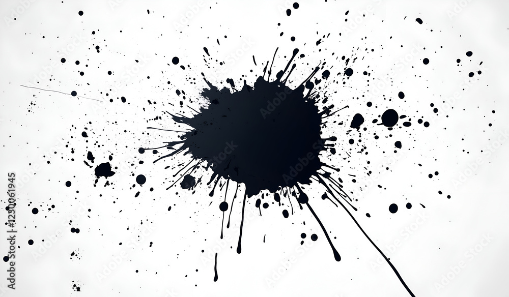 black ink splatter in the shape of an explosion, white background black ink splatter in the shape of an explosion, white background