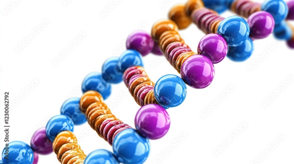 Obraz premium Colorful DNA Double Helix: A 3D Molecular Structure