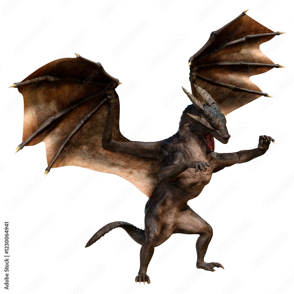 3D Rendering Fairy Tale Dragon on White