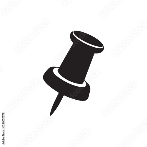 Push pin icon in black and red color solid outline flat style. social media, Instagram pin icon. needle, pinned, attach, and note symbol. outlined, flat, vector icon, thumbstick, Paperclip