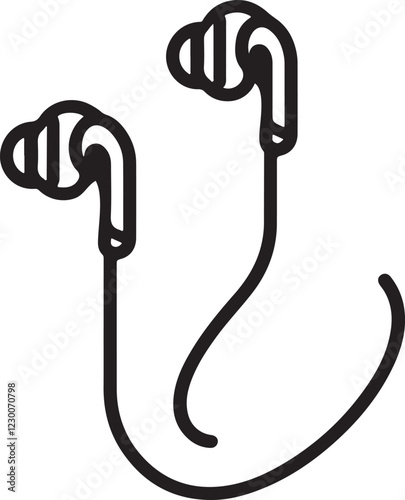 Silhouette vector icon of Bluetooth earphones. Wireless earbuds with a sleek design, perfect for audio and tech-related concepts. EPS format, editable.