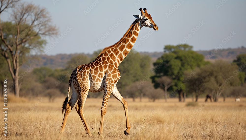 South african giraffe walking on safari park South african giraffe walking on safari park