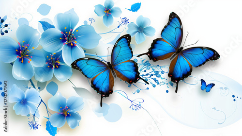 Blue butterfly on a white background