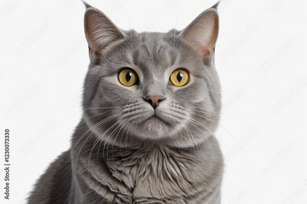 Obraz premium there is a gray cat with yellow eyes looking at the camera