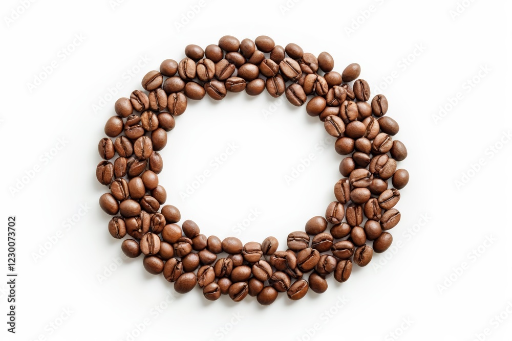 a close up of a circle made of coffee beans on a white surface a close up of a circle made of coffee beans on a white surface