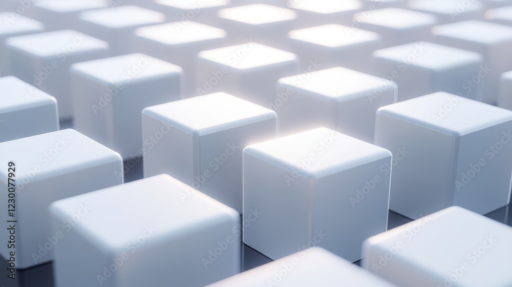 Detailed Zoomed View of Interconnected Blockchain Cubes on Surface Detailed Zoomed View of Interconnected Blockchain Cubes on Surface
