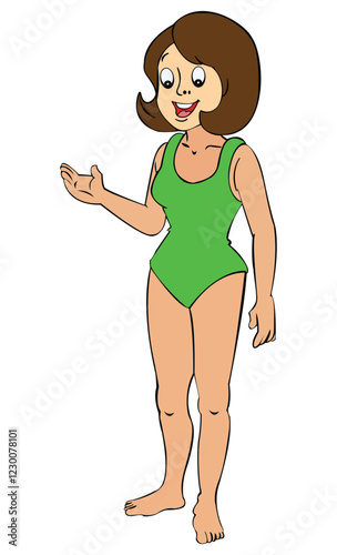 Vector illustration girl in swimming suit