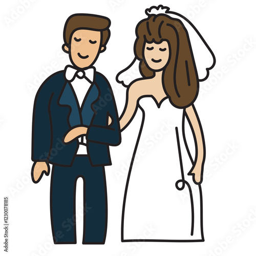 Couple wedding. vector doodle illustration