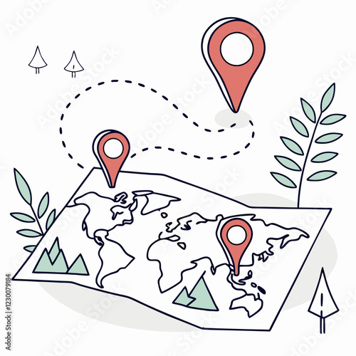Simplified map with location pins