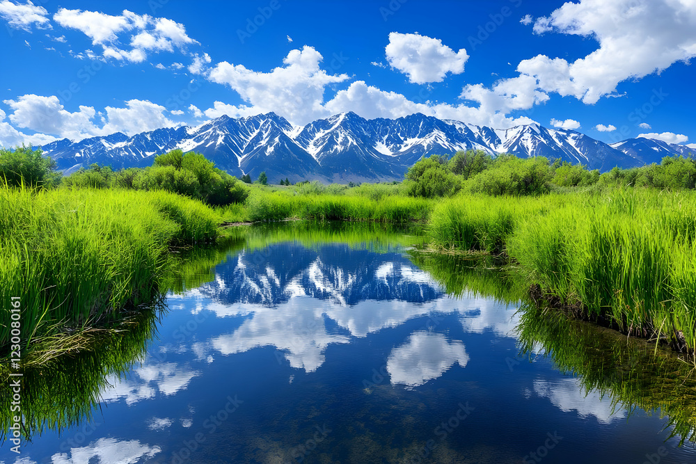 Mountain lake reflection, summer Mountain lake reflection, summer