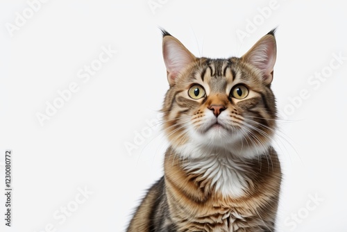 there is a cat that is sitting down looking up