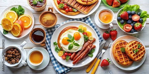 Wallpaper Mural Delicious Breakfast Menu:  Pancakes, Waffles, Eggs & More! Restaurant Food Illustration Torontodigital.ca