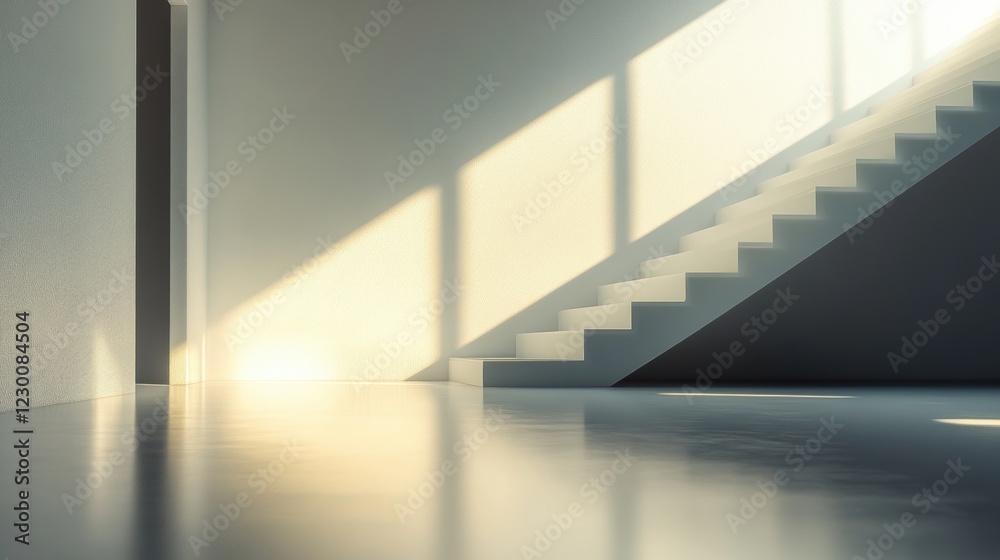 Obraz premium Modern Minimalist Staircase Interior Design Sunlight Architecture