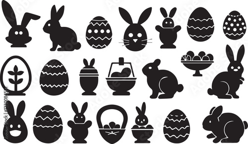  Easter Sunday icon set bundle vector silhouette illustration