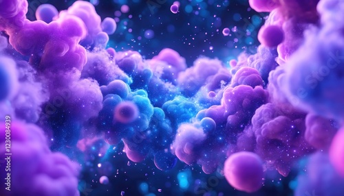 Vibrant nebula illustration showcases abstract art with purple and blue hues, reminiscent of celestial formations This captivating image explores color and form A visually rich design This is an photo