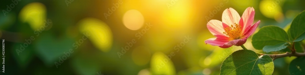 Lush foliage and blooming flower in the warm sunlight, foliage, , blossoms Lush foliage and blooming flower in the warm sunlight, foliage, , blossoms