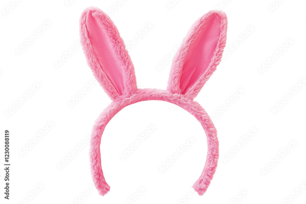 Pink Bunny rabbit ears headband isolated on white or transparent background, cute Easter bunny costume, png