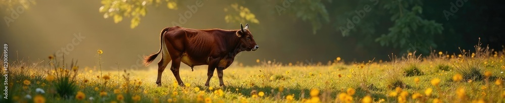 Fototapeta premium Spanischer Stier mit Blutspuren auf dem Boden, Tier, wild