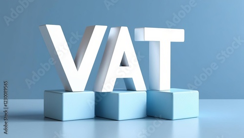 The image depicts three white blocks with the letters 