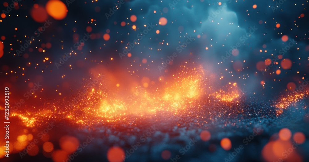 Fototapeta premium Dynamic abstract background with glowing particles, vibrant colors, and ethereal light effects suitable for creative projects and digital designs