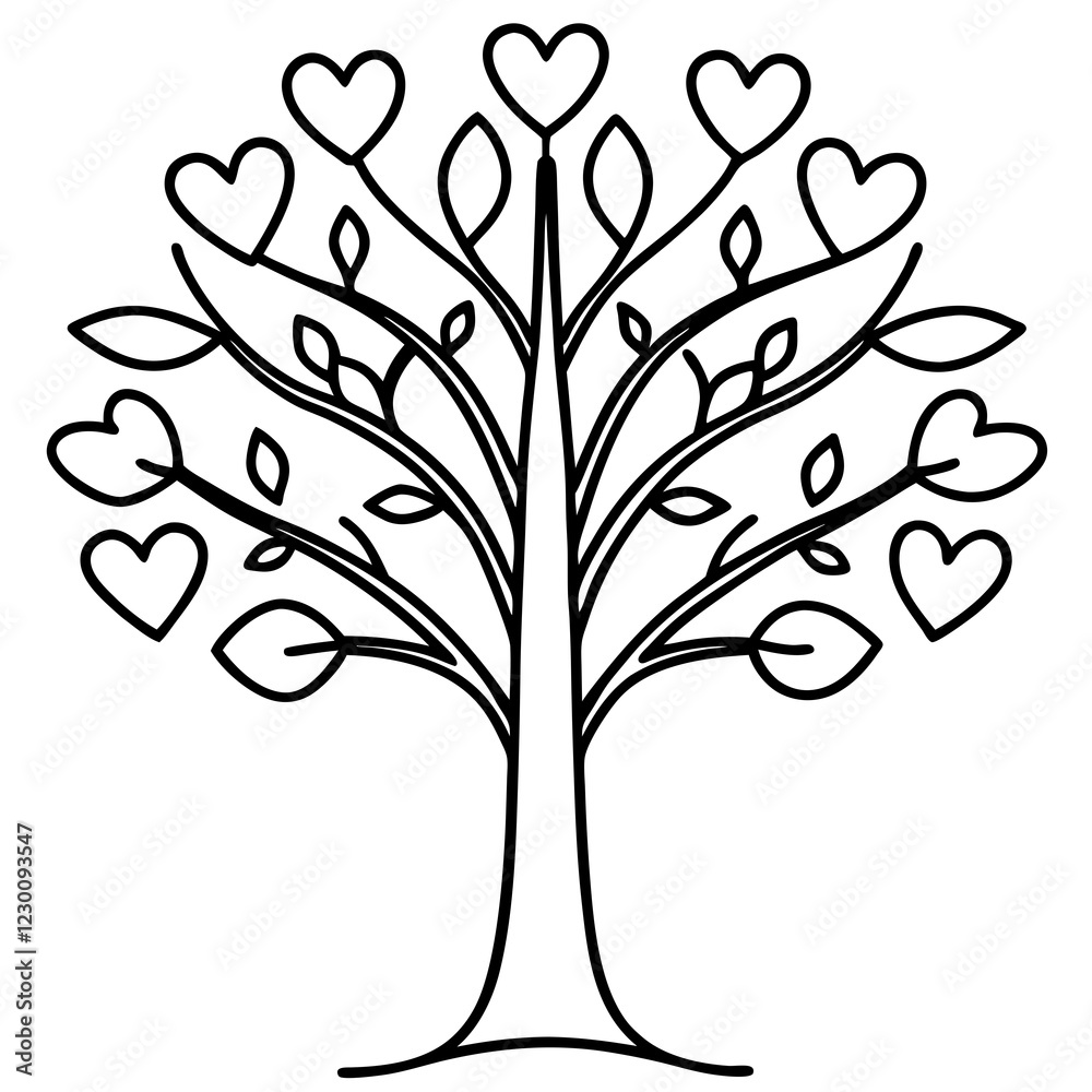 Obraz premium Minimalist Love Tree Line Art Illustration