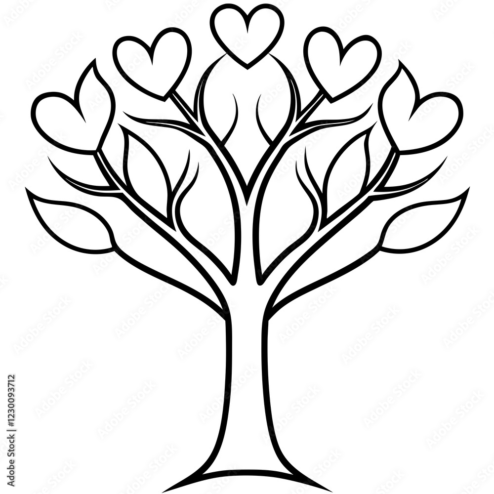 Minimalist Love Tree Line Art Illustration Minimalist Love Tree Line Art Illustration