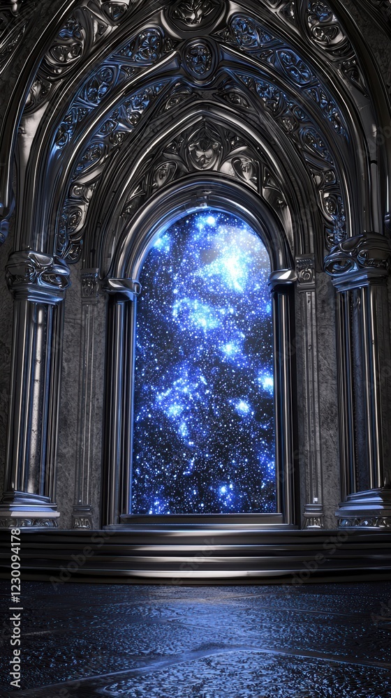 Naklejka premium Futuristic vault design illuminated data treasures