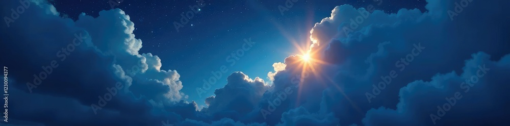 Cloudy night with a bright star peeking through the gaps, cloudy, beam, gap Cloudy night with a bright star peeking through the gaps, cloudy, beam, gap