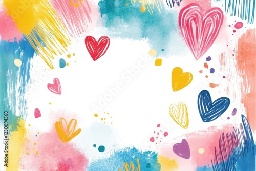 Colorful hand-drawn frame collection for children showcasing playful pop art elements and delightful watercolor patterns