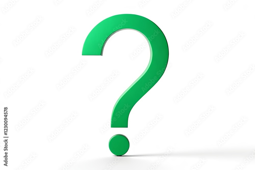 a close up of a green question mark on a white background