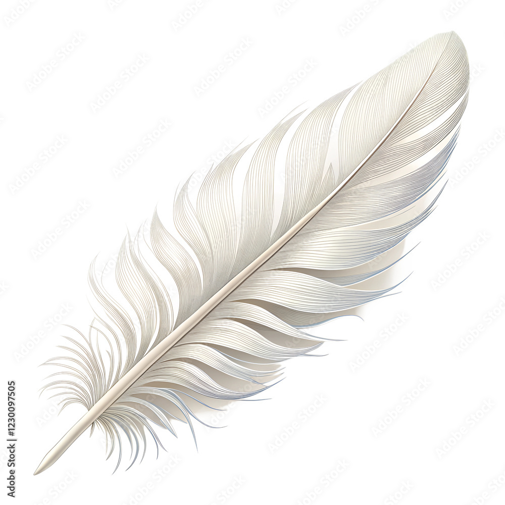 3d white Feather with Soft Edges Isolated on Transparent Background 3d white Feather with Soft Edges Isolated on Transparent Background