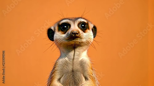 Wallpaper Mural Curious Meerkat Standing Upright on Sandy Mound Against Vibrant Orange Background Perfect for Wildlife Inspiration Torontodigital.ca