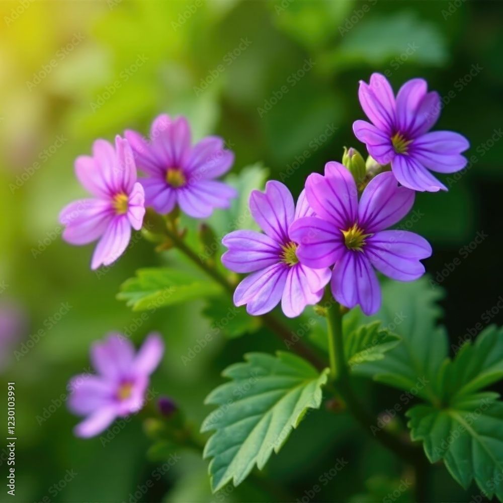 Shali violet blooms in clusters of five on the bush, shali violet, flowers Shali violet blooms in clusters of five on the bush, shali violet, flowers