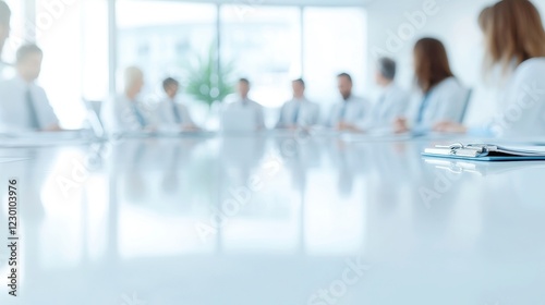 Hospital Boardroom Discussion, Healthcare executives engaged in strategic dialogue about facility improvements and budget distribution, collaborative atmosphere, focused decision-making