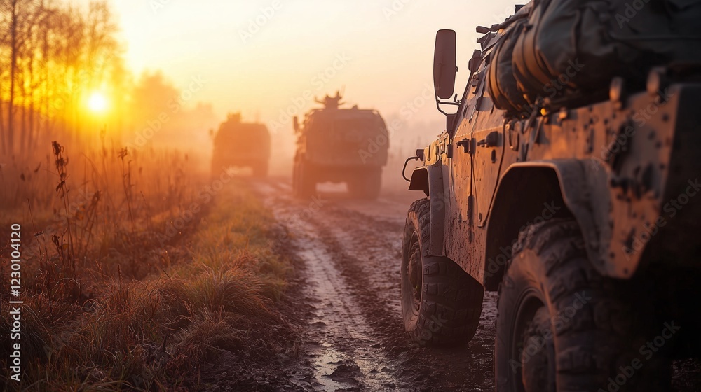 Atmospheric Scene of Convoy Amidst Ruins Atmospheric Scene of Convoy Amidst Ruins