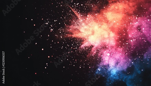 Vibrant Abstract Space Background with Colorful Nebula and Bright Stars in a Cosmic Landscape Full of Depth and Wonder
